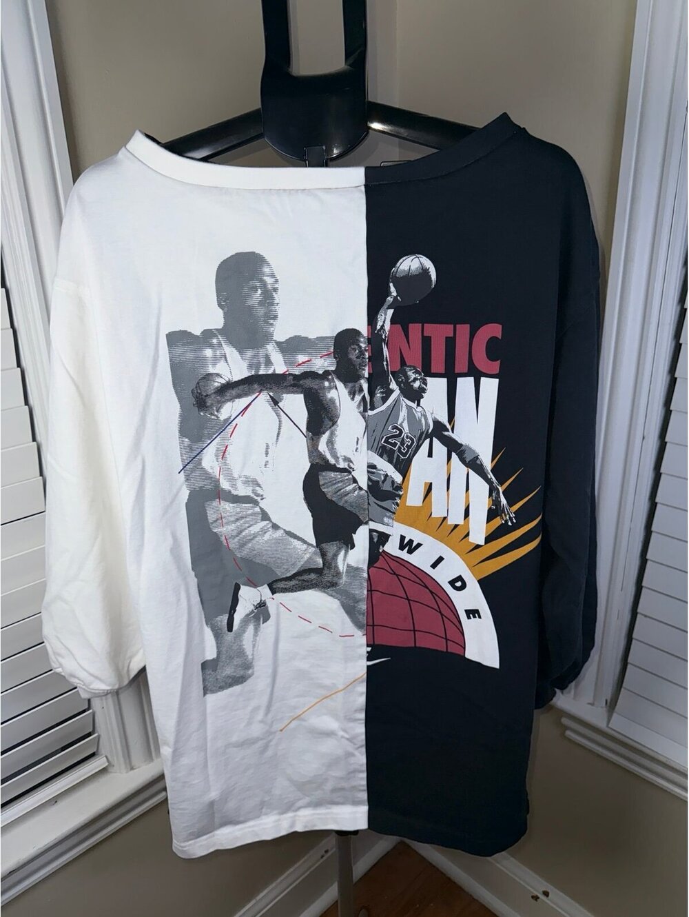Nike Air‎ Jordan Split Graphic Long Sleeve T-Shirt Men’s Medium Black White 100%